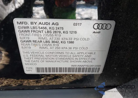2018 Audi Q5 2.0T Premium/2.0T Tech Premium z USA, uszkodzony, nr VIN WA1ANAFY0J2012089